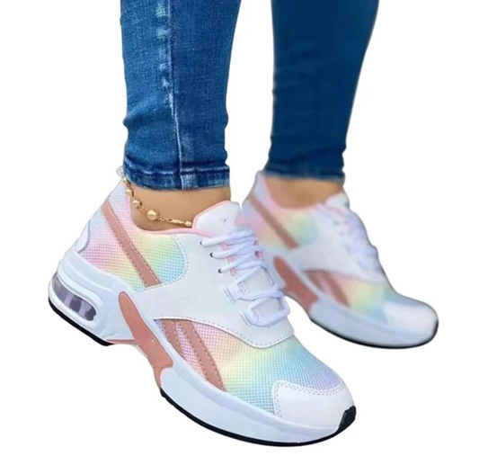 2023 Women Platform Sneakers Lace Up With Colors, Comfort Orthopedic Walking Shoes